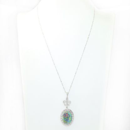 Picture of 14k White Gold, Boulder Opal & Diamond Necklace 