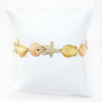 Picture of 14k Two Tone Gold Shell, Starfish, & Clam Bracelet