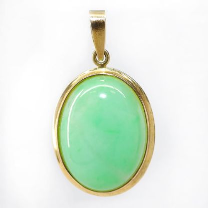 Picture of 14k Yellow Gold Oval Nephrite Jade Pendant