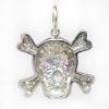 Picture of 14k White Gold Diamond & Pink Sapphire Skull Pendant