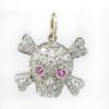 Picture of 14k White Gold Diamond & Pink Sapphire Skull Pendant