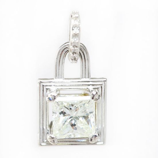 Picture of 14k White Gold Square Brilliant Diamond Solitaire Pendant