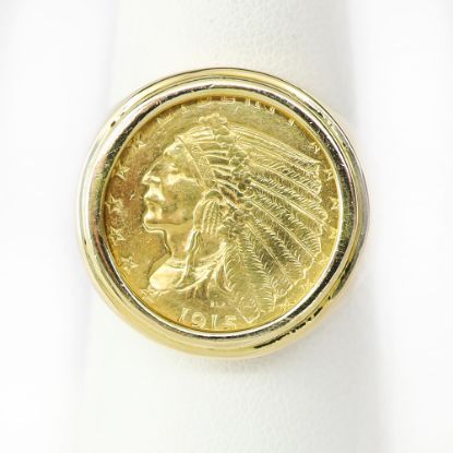 Picture of 14k Yellow Gold 1915 Indian Head Half Eagle Gold Coin Ring