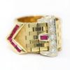 Picture of 14k Yellow Gold Adjustable Diamond & Ruby Belt Buckle Ring