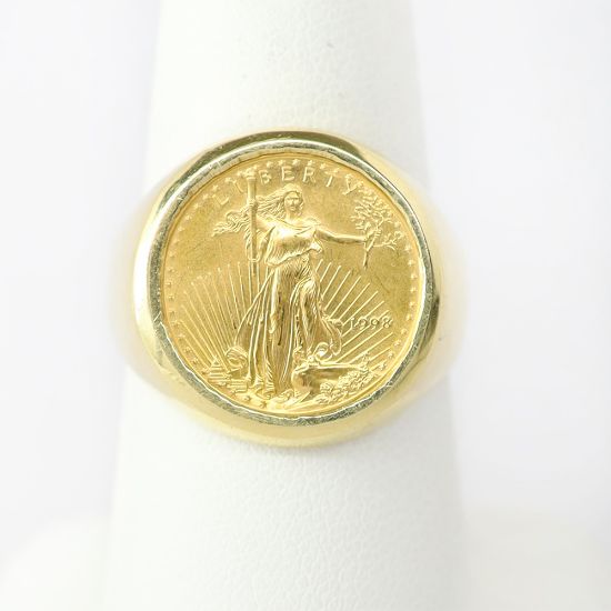 Picture of 14k Yellow Gold 1998 US American Gold Eagle Coin Ring