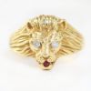 Picture of 14k Yellow Gold Diamond & Ruby Lion Head Ring
