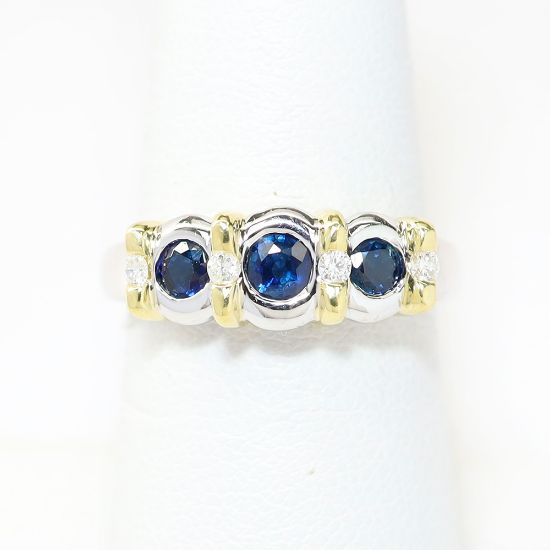Picture of 14k Two Tone Gold Sapphire & Diamond Ring