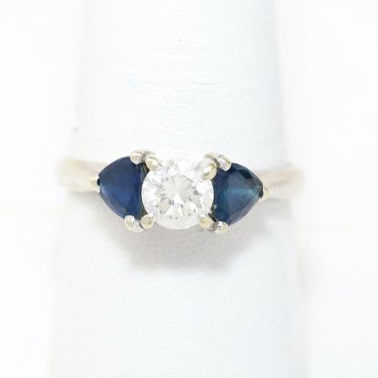 Picture of 14k White Gold Prong Set Sapphire & Diamond Ring