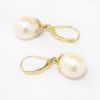 Picture of 14k Yellow Gold Oval Pearl & Diamond Drop Earrings