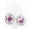 Picture of 14k White Gold Oval Morganite & Diamond Halo Earrings