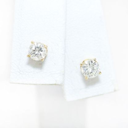 Picture of 14k Yellow Gold Diamond Solitaire Earring Studs