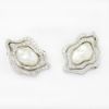 Picture of 18k White Gold & Platinum Cultured Baroque Pearl with Diamond Earrings