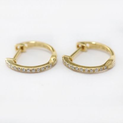 Picture of 14k Yellow Gold Diamond Huggies Earrings