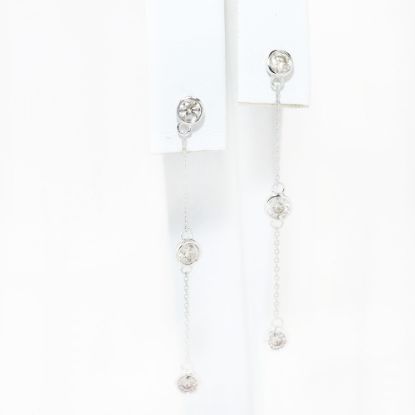 Picture of 14k White Gold Diamond Stations Drop Earrings