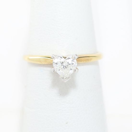 Picture of 14k Yellow Gold Heart Solitaire Diamond Ring