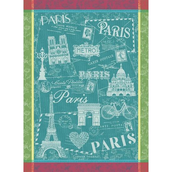 Picture of Garnier-Thiebaut 'Carte de Paris' Postcard from Paris Kitchen Towel