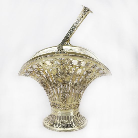 Picture of Openwork Flower Basket Solid Silver With Glass Liner