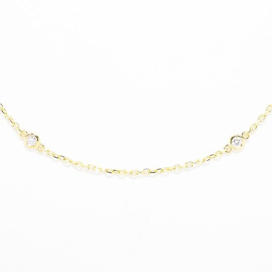 Picture of 14k Yellow Gold Diamond Stations Necklace