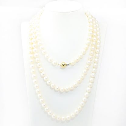 Picture of Strand of Cultured Pearls with 18k Yellow Gold Diamond Ball Clasp