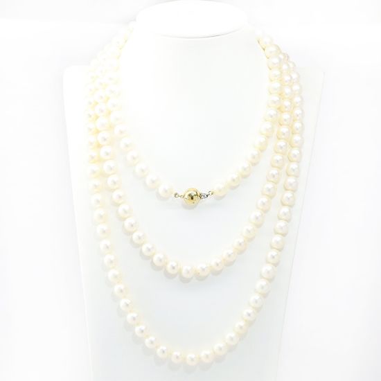 Picture of Strand of Cultured Pearls with 18k Yellow Gold Diamond Ball Clasp
