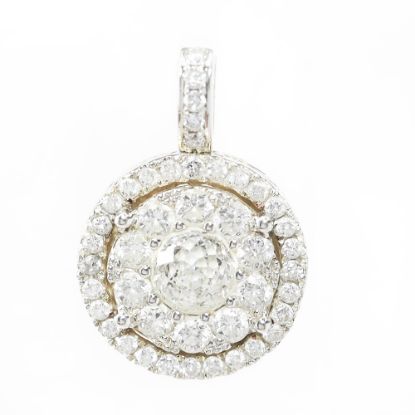 Picture of 14k White Gold 'Crown of Light' Cut Diamond Round Pendant