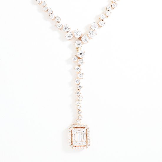 Picture of 14k Rose Gold Diamond Drop Necklace