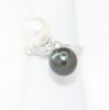 Picture of Platinum Black & White Pearl with Diamond Ring