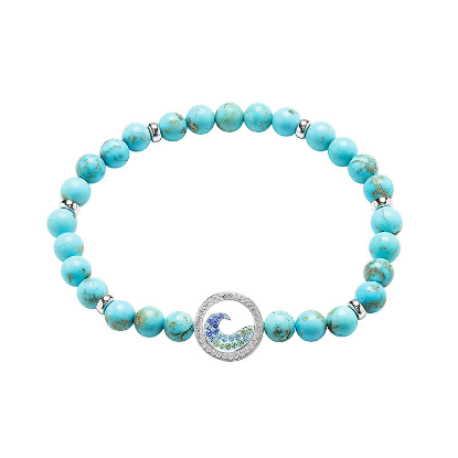 Picture of Sterling Silver Turquoise Wave Stretchy Bracelet
