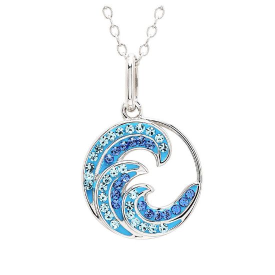 Picture of Sterling Silver Blue Crystal Wave Mini Necklace