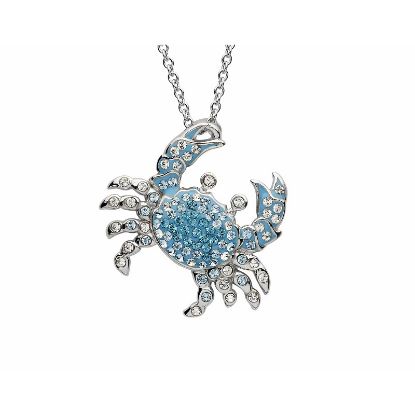 Picture of Sterling Silver Blue Swarovski Crystal Crab Necklace
