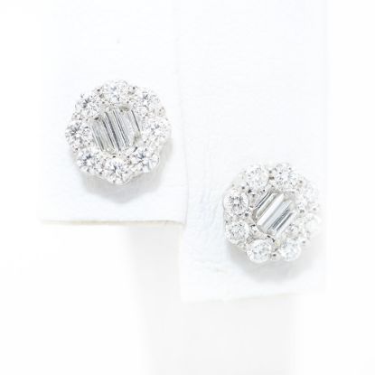 Picture of 18k White Gold Mixed Cut Diamond Earring Studs