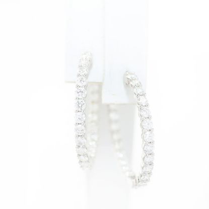 Picture of 14k White Gold Diamond Hoop Earrings
