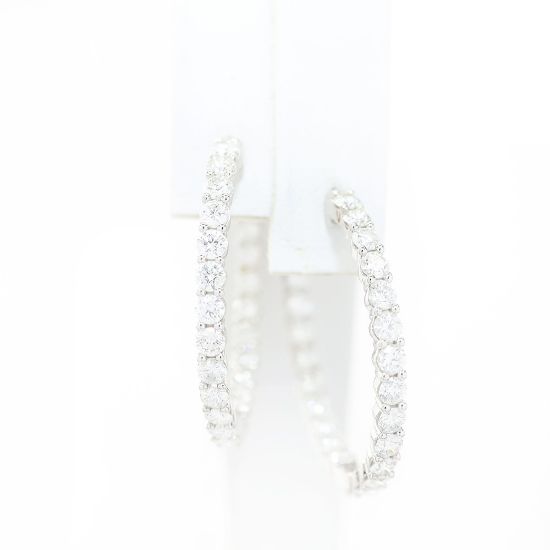 Picture of 14k White Gold Diamond Hoop Earrings