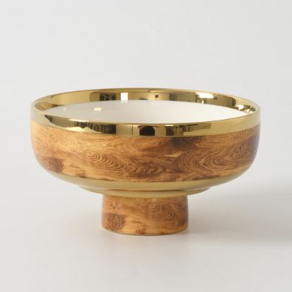 Picture of 'Madera' Faux Wood Small Footed Bowl