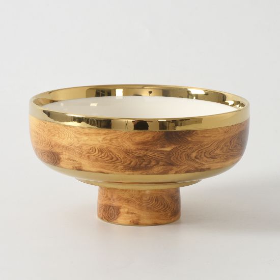 Picture of 'Madera' Faux Wood Small Footed Bowl