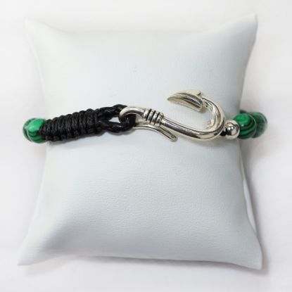Picture of AXION Sterling Silver Hook & Malachite Beaded Bracelet
