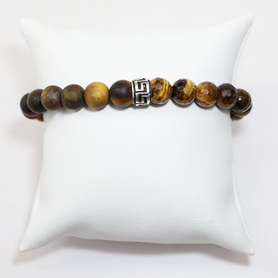 Picture of AXION Sterling Silver Tiger's Eye Bracelet with Meanders Motif