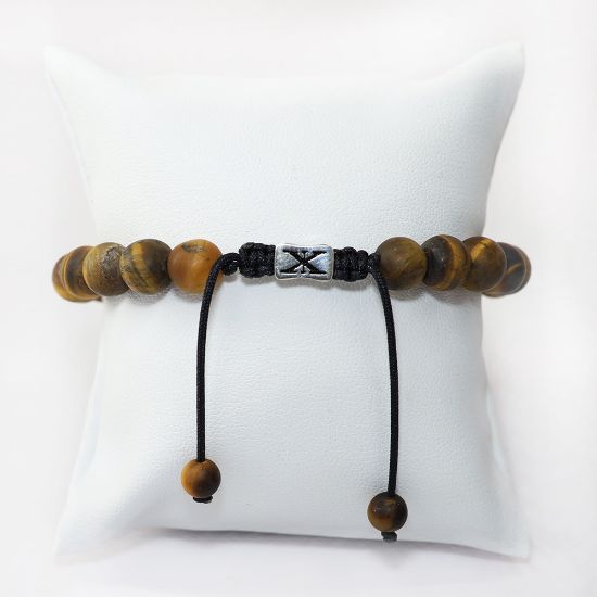 Picture of AXION Sterling Silver Washers & Tiger Eye Beaded Adjustable Bracelet
