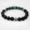 Picture of AXION Sterling Silver Black Onyx & Aventurine Beaded Elastic Bracelet with Motif Washers