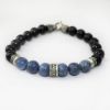 Picture of AXION Sterling Silver Black Onyx & Sodalite Beaded Bracelet with Motifs