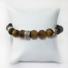 Picture of AXION Sterling Silver Black Onyx & Tiger Eye Beaded Bracelet with Meanders Motif
