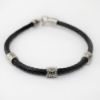 Picture of AXION Sterling Silver Black Braided Leather Bracelet with Greek Key Motifs