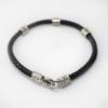Picture of AXION Sterling Silver Black Braided Leather Bracelet with Greek Key Motifs