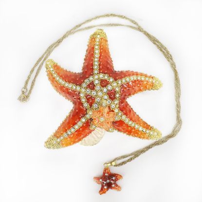Picture of Red & Orange Starfish with Baby Trinket Box with Matching Necklace