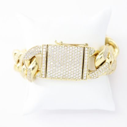 Picture of 14k Yellow Gold Cuban Link Diamond Bracelet
