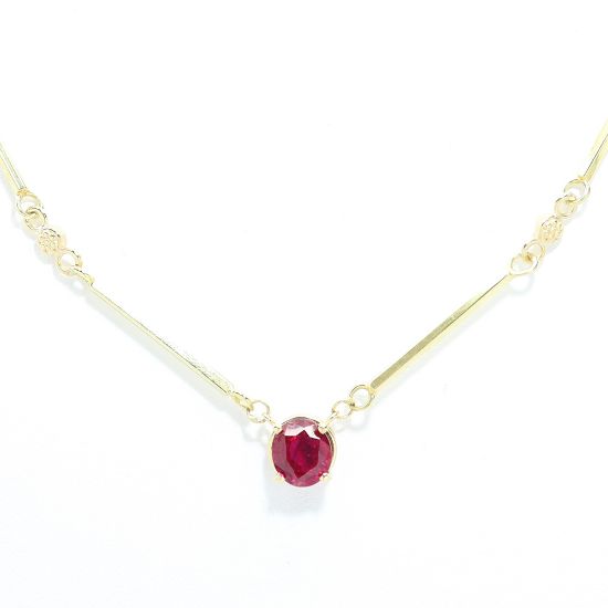 Picture of 14k Yellow Gold Ruby Link Necklace