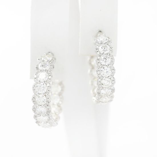 Picture of 14k White Gold Diamond Hood Earrings