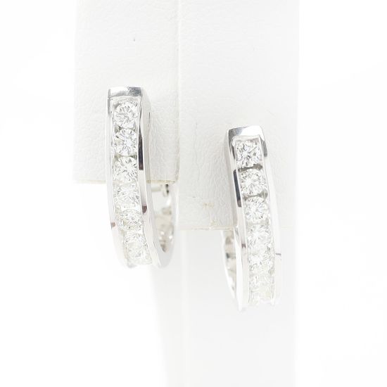 Picture of 14k White Gold Diamond Half Hoop Earrings