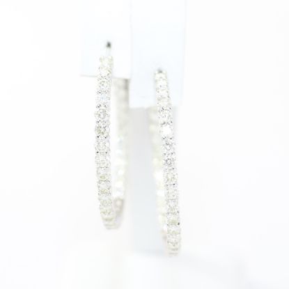 Picture of 14k White Gold Brilliant Diamond Hoop Earrings