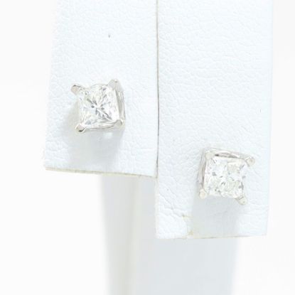 Picture of 14k White Gold Diamond Solitaire Earring Studs